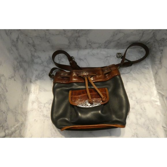 Brighton Black and Brown Shoulder purse with silver accents - Picture 1 of 10